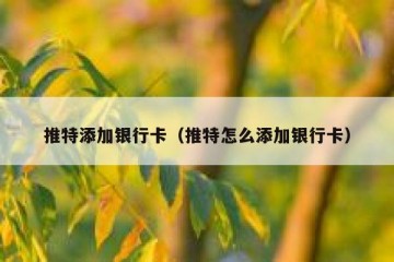 推特添加银行卡（推特怎么添加银行卡）