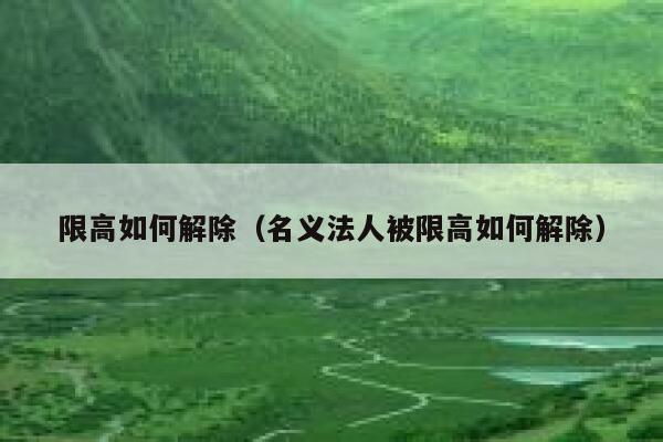 限高如何解除（名义法人被限高如何解除） 第1张