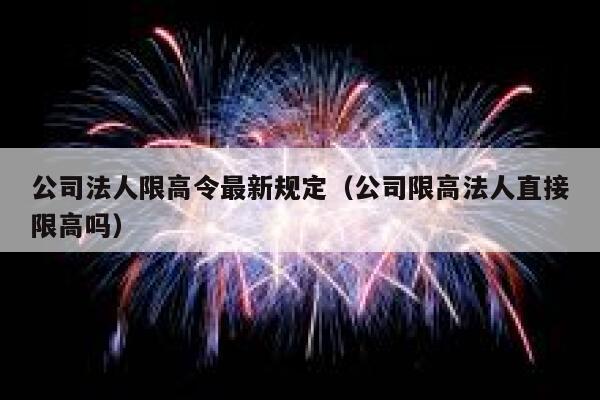 公司法人限高令最新规定（公司限高法人直接限高吗） 第1张