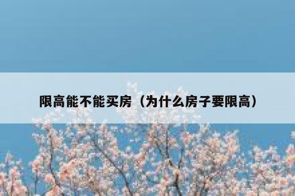 限高能不能买房（为什么房子要限高） 第1张