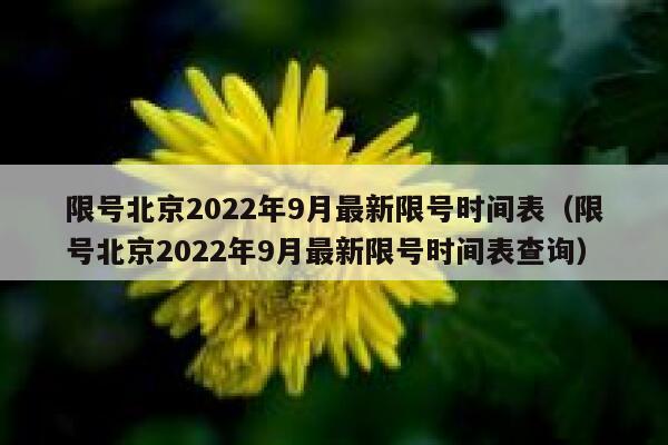 限号北京2022年9月最新限号时间表（限号北京2022年9月最新限号时间表查询） 第1张