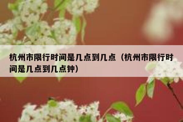 杭州市限行时间是几点到几点（杭州市限行时间是几点到几点钟） 第1张