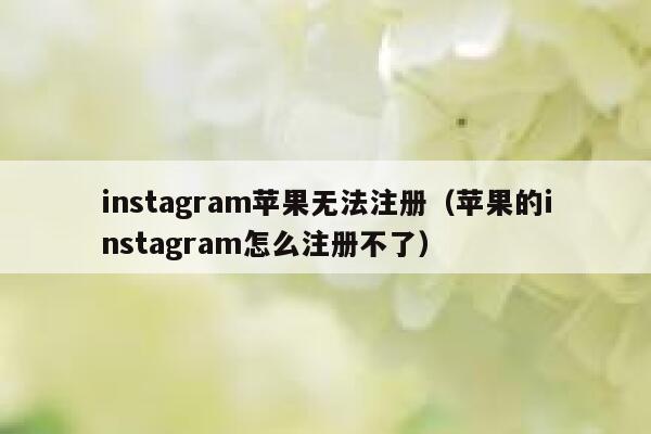 instagram苹果无法注册（苹果的instagram怎么注册不了） 第1张