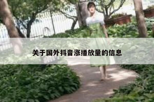 关于国外抖音涨播放量的信息 第1张