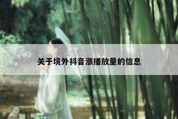 关于境外抖音涨播放量的信息 第1张