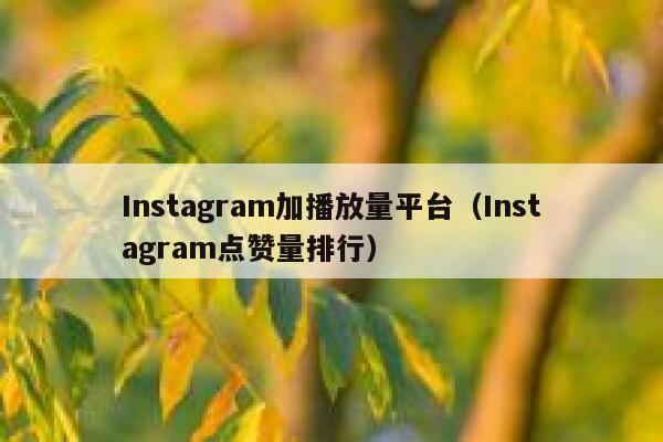 Instagram加播放量平台（Instagram点赞量排行） 第1张
