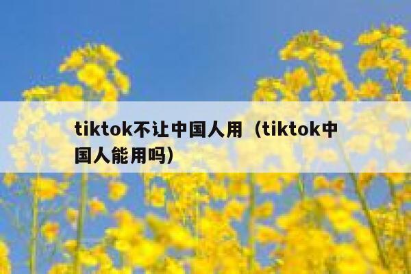 tiktok不让中国人用（tiktok中国人能用吗） 第1张