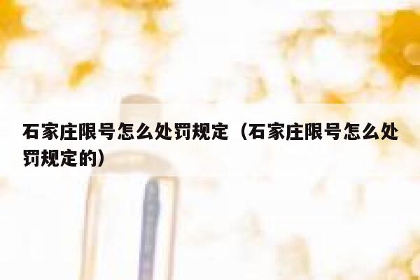 石家庄限号怎么处罚规定（石家庄限号怎么处罚规定的） 第1张