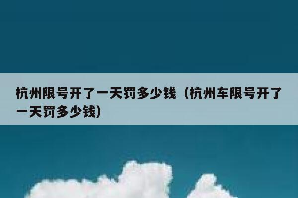 杭州限号开了一天罚多少钱（杭州车限号开了一天罚多少钱） 第1张