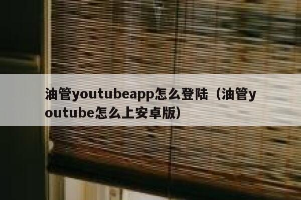 油管youtubeapp怎么登陆（油管youtube怎么上安卓版） 第1张