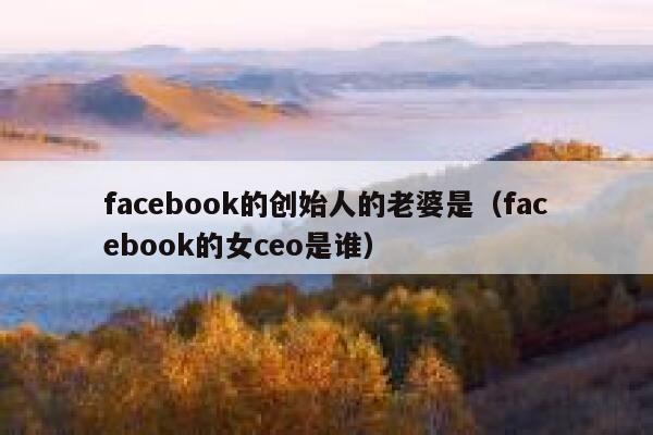 facebook的创始人的老婆是（facebook的女ceo是谁） 第1张