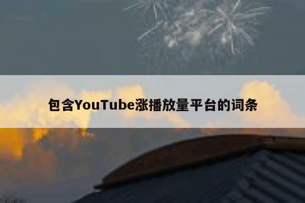 包含YouTube涨播放量平台的词条 第1张