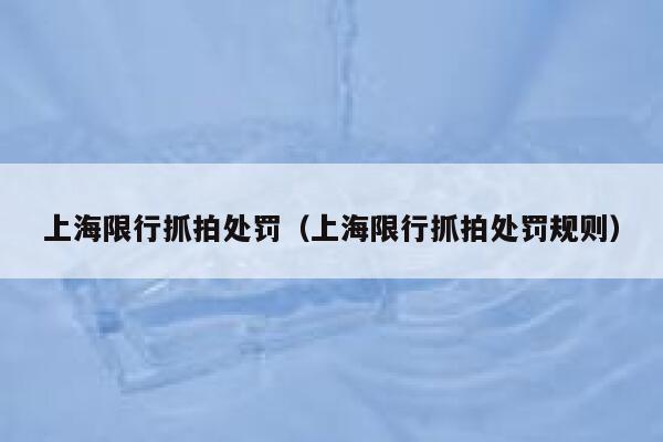 上海限行抓拍处罚（上海限行抓拍处罚规则） 第1张