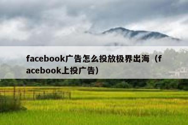 facebook广告怎么投放极界出海（facebook上投广告） 第1张