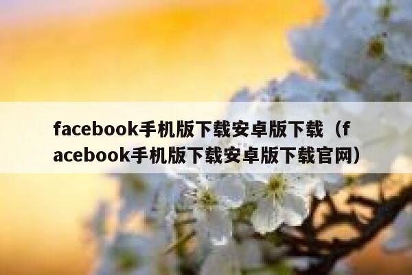 facebook手机版下载安卓版下载（facebook手机版下载安卓版下载官网） 第1张