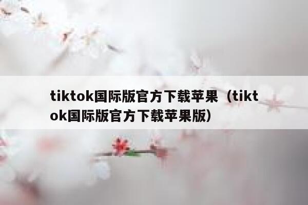 tiktok国际版官方下载苹果（tiktok国际版官方下载苹果版） 第1张