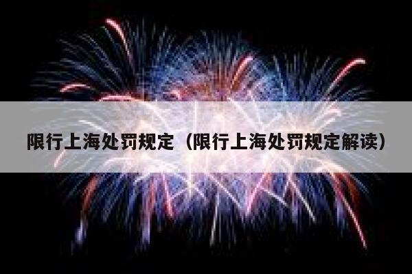 限行上海处罚规定（限行上海处罚规定解读） 第1张