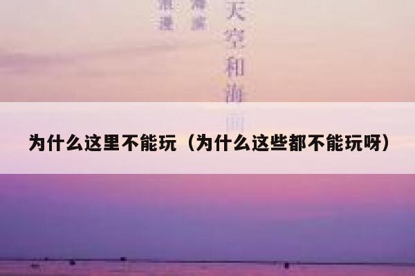 为什么这里不能玩(为什么这些都不能玩呀) 第1张 为什么这里不能玩(为什么这些都不能玩呀) 第1张