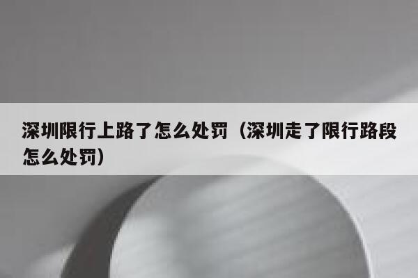 深圳限行上路了怎么处罚(深圳走了限行路段怎么处罚) 第1张 深圳限行上路了怎么处罚(深圳走了限行路段怎么处罚) 第1张
