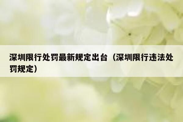 深圳限行处罚最新规定出台(深圳限行违法处罚规定) 第1张 深圳限行处罚最新规定出台(深圳限行违法处罚规定) 第1张