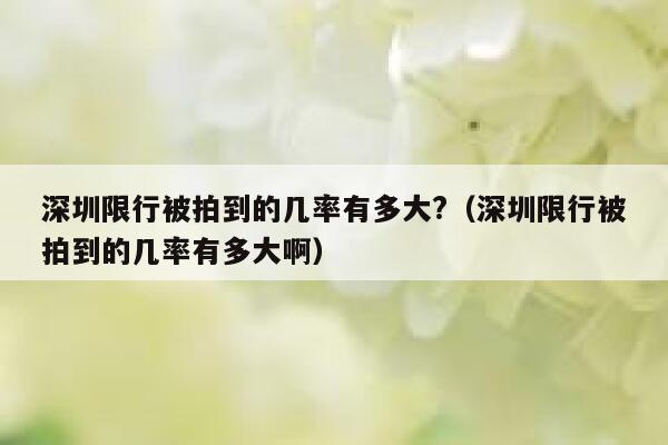 深圳限行被拍到的几率有多大?（深圳限行被拍到的几率有多大啊） 第1张