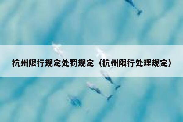 杭州限行规定处罚规定（杭州限行处理规定） 第1张