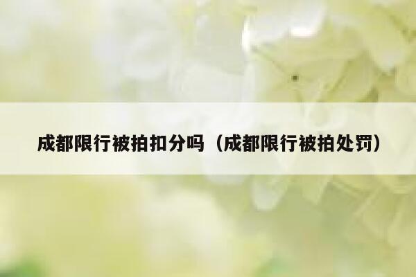 成都限行被拍扣分吗（成都限行被拍处罚） 第1张