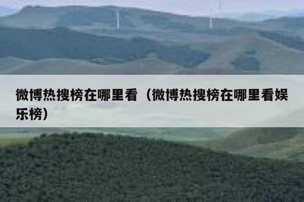 微博热搜榜在哪里看（微博热搜榜在哪里看娱乐榜） 第1张