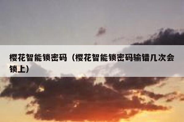 樱花智能锁密码（樱花智能锁密码输错几次会锁上） 第1张