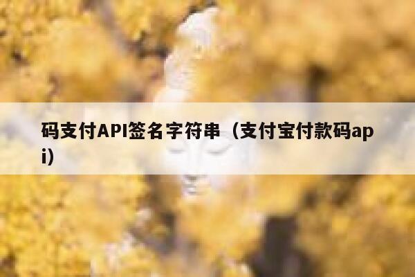 码支付API签名字符串（支付宝付款码api） 第1张