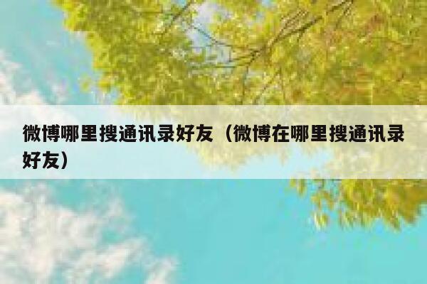 微博哪里搜通讯录好友（微博在哪里搜通讯录好友） 第1张