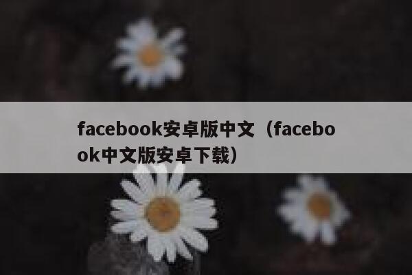 facebook安卓版中文（facebook中文版安卓下载） 第1张