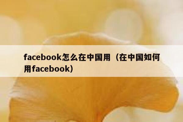 facebook怎么在中国用（在中国如何用facebook） 第1张
