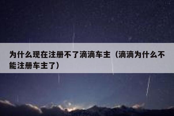 为什么现在注册不了滴滴车主（滴滴为什么不能注册车主了） 第1张