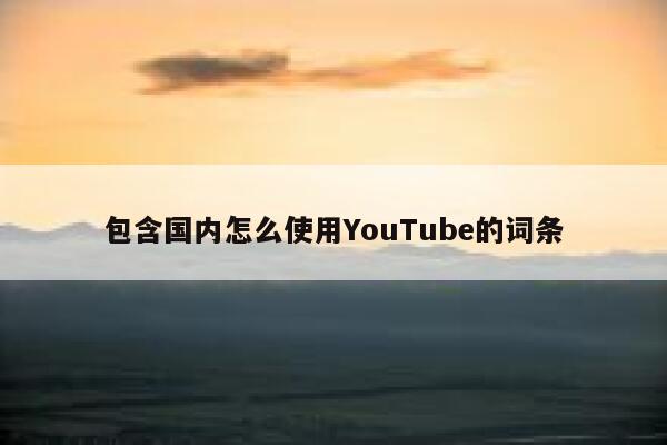 包含国内怎么使用YouTube的词条 第1张