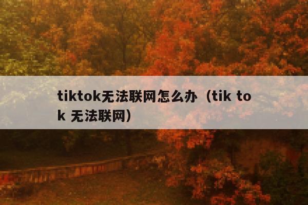 tiktok无法联网怎么办（tik tok 无法联网） 第1张