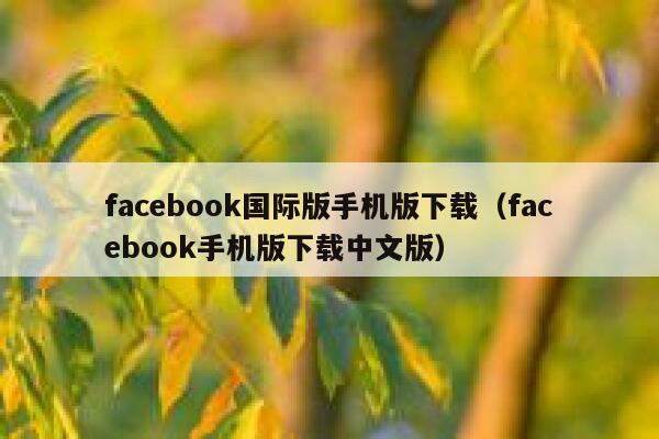 facebook国际版手机版下载（facebook手机版下载中文版） 第1张
