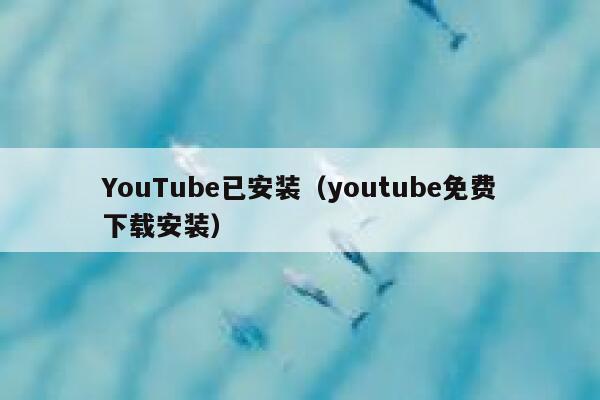 YouTube已安装（youtube免费下载安装） 第1张