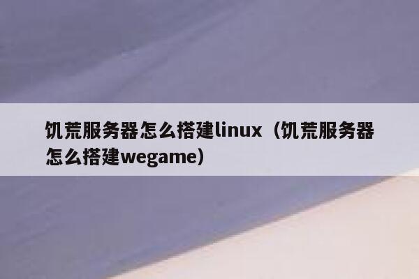 饥荒服务器怎么搭建linux（饥荒服务器怎么搭建wegame） 第1张