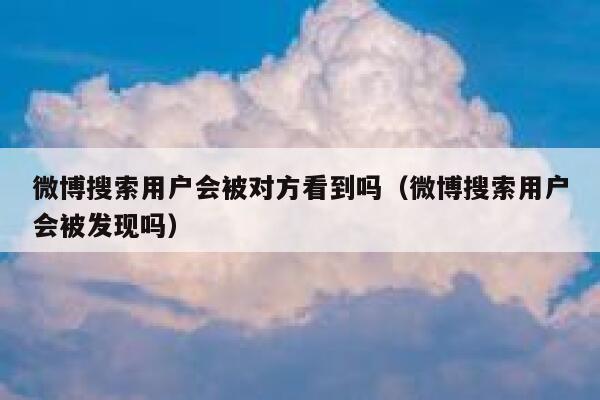 微博搜索用户会被对方看到吗（微博搜索用户会被发现吗） 第1张