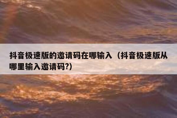 抖音极速版的邀请码在哪输入（抖音极速版从哪里输入邀请码?） 第1张