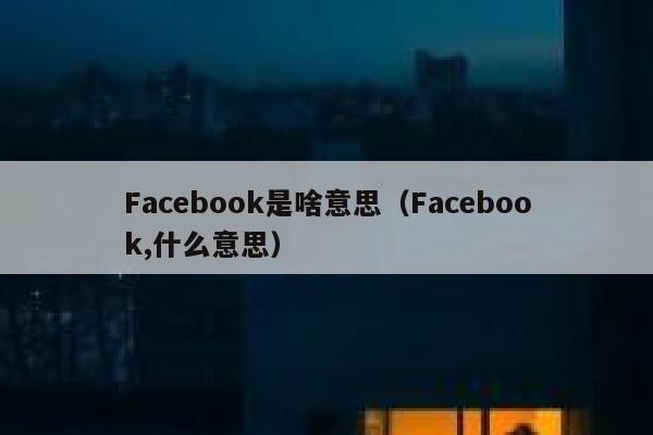 Facebook是啥意思（Facebook,什么意思） 第1张