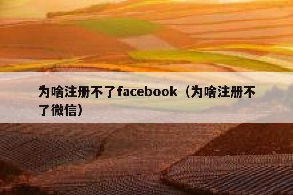 为啥注册不了facebook（为啥注册不了微信） 第1张