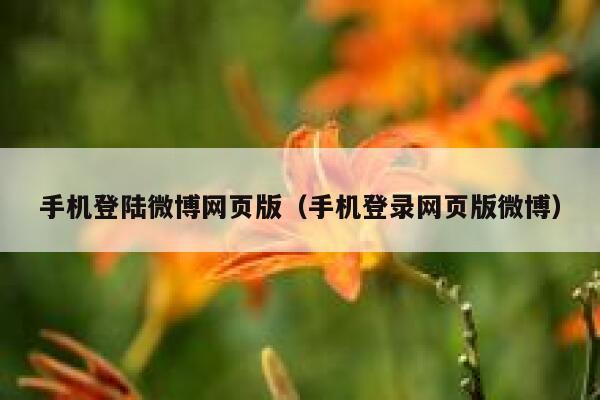 手机登陆微博网页版（手机登录网页版微博） 第1张