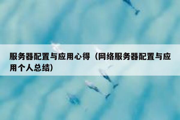 服务器配置与应用心得（网络服务器配置与应用个人总结） 第1张