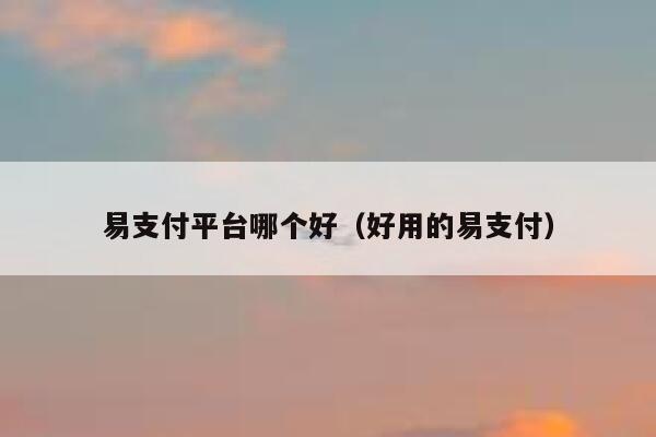 易支付平台哪个好（好用的易支付） 第1张