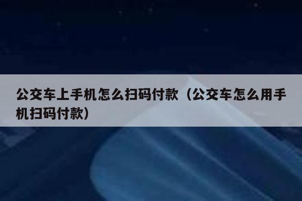 公交车上手机怎么扫码付款(公交车怎么用手机扫码付款) 第1张 公交车上手机怎么扫码付款(公交车怎么用手机扫码付款) 第1张