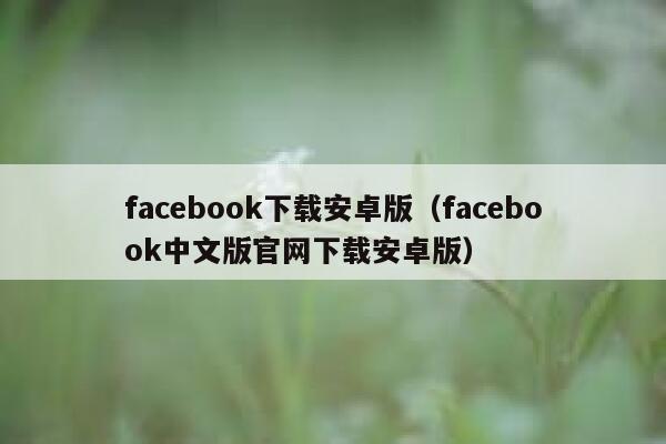 facebook下载安卓版（facebook中文版官网下载安卓版） 第1张