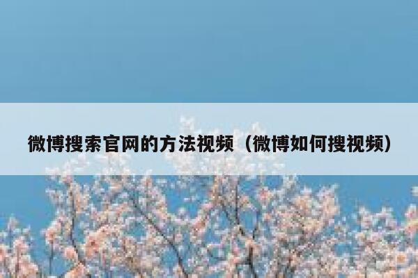 微博搜索官网的方法视频（微博如何搜视频） 第1张