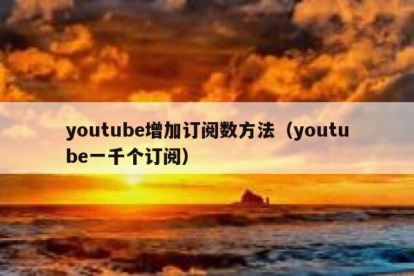 youtube增加订阅数方法（youtube一千个订阅） 第1张